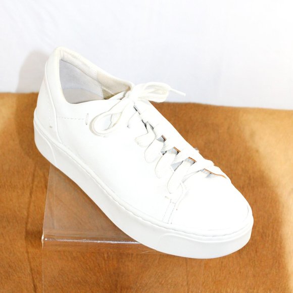 Naked Feet Shoes - Naked Feet Helixx Bone Color Leather Platform Lace-up Style Sneakers, Size 7.5